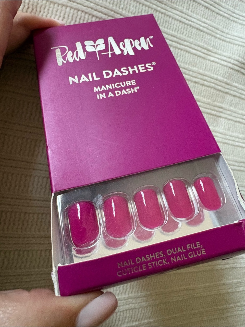 Red Aspen Pink Press-On Nail Dashes Beas Garden Romance